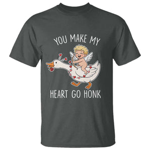 You Make My Heart Go Honk T Shirt Funny Valentine Goose TS14 Dark Heather Print Your Wear