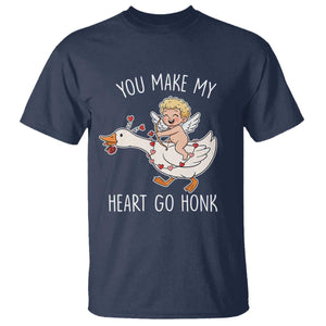 You Make My Heart Go Honk T Shirt Funny Valentine Goose TS14 Navy Print Your Wear