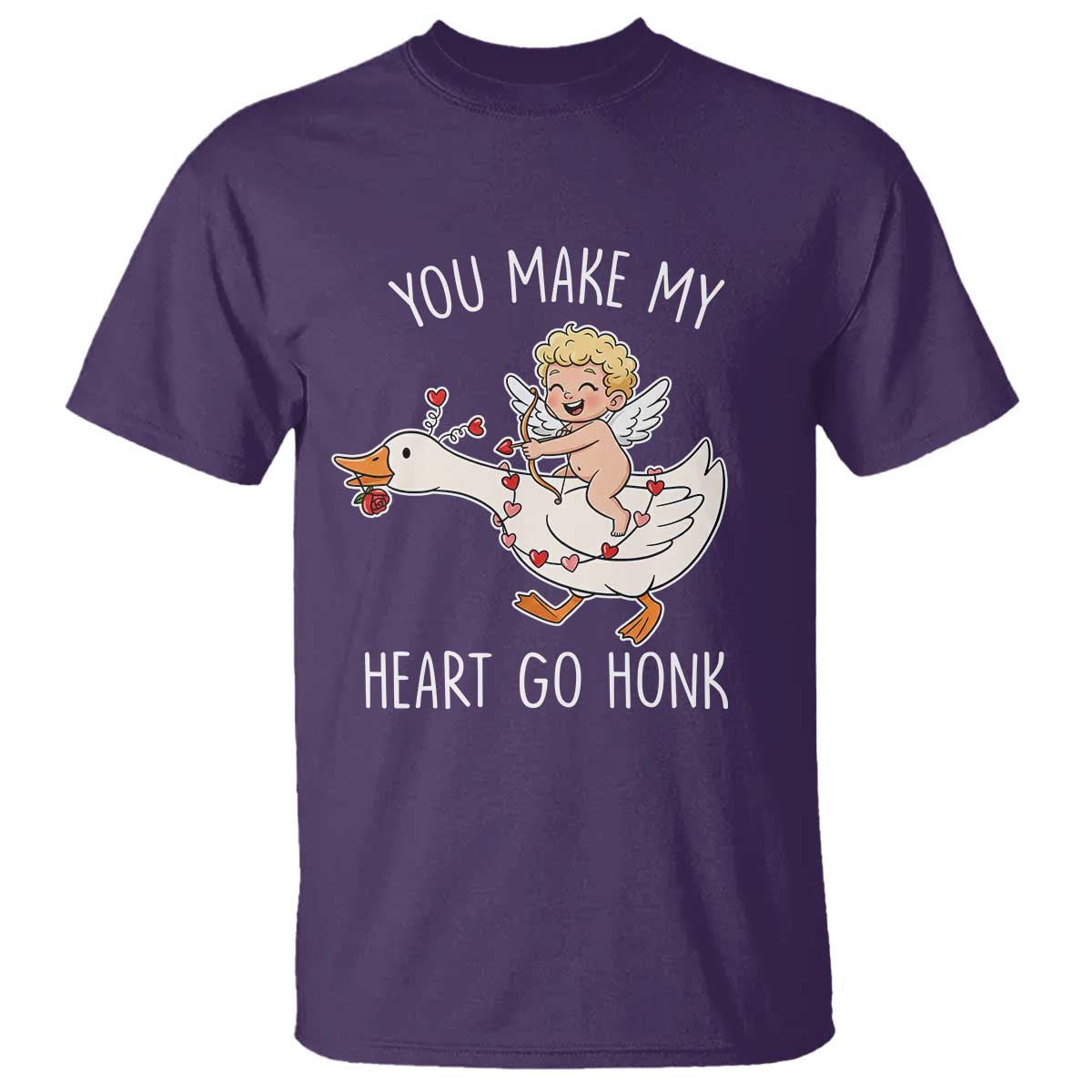You Make My Heart Go Honk T Shirt Funny Valentine Goose TS14 Purple Print Your Wear