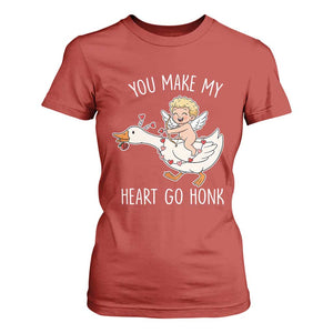 You Make My Heart Go Honk T Shirt For Women Funny Valentine Goose TS14 Red Print Your Wear