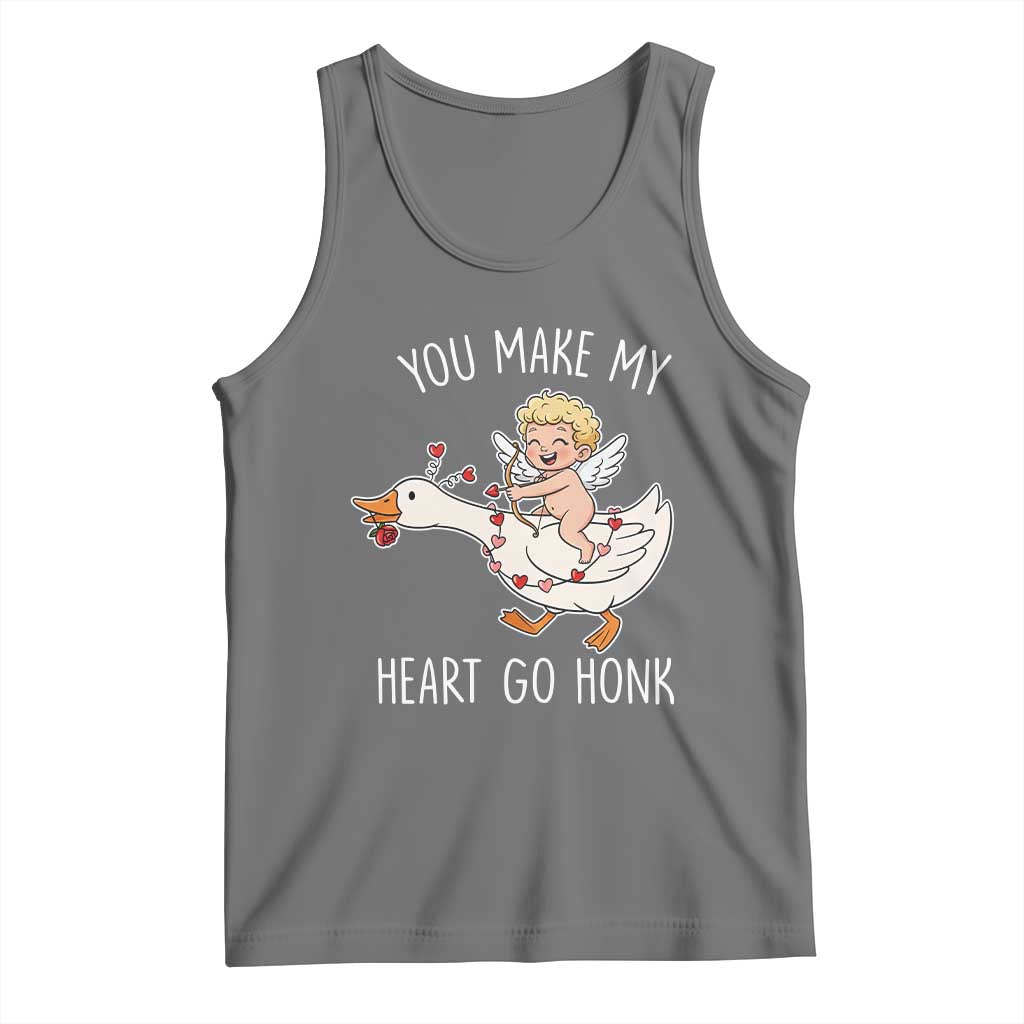 You Make My Heart Go Honk Tank Top Funny Valentine Goose TS14 Black Heather Print Your Wear