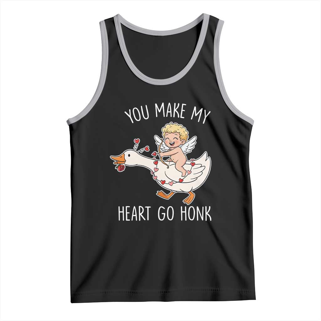 You Make My Heart Go Honk Tank Top Funny Valentine Goose TS14 Black Athletic Heather Print Your Wear