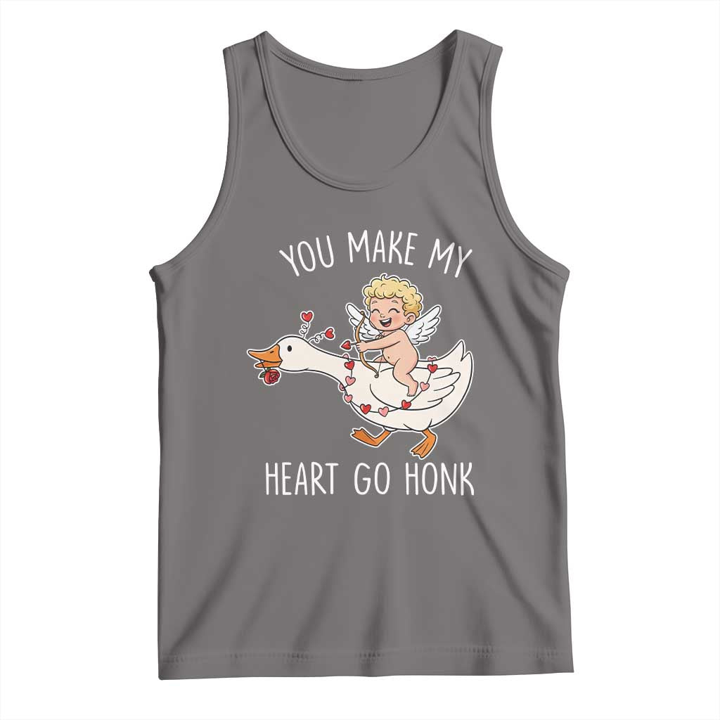 You Make My Heart Go Honk Tank Top Funny Valentine Goose TS14 Deep Heather Print Your Wear