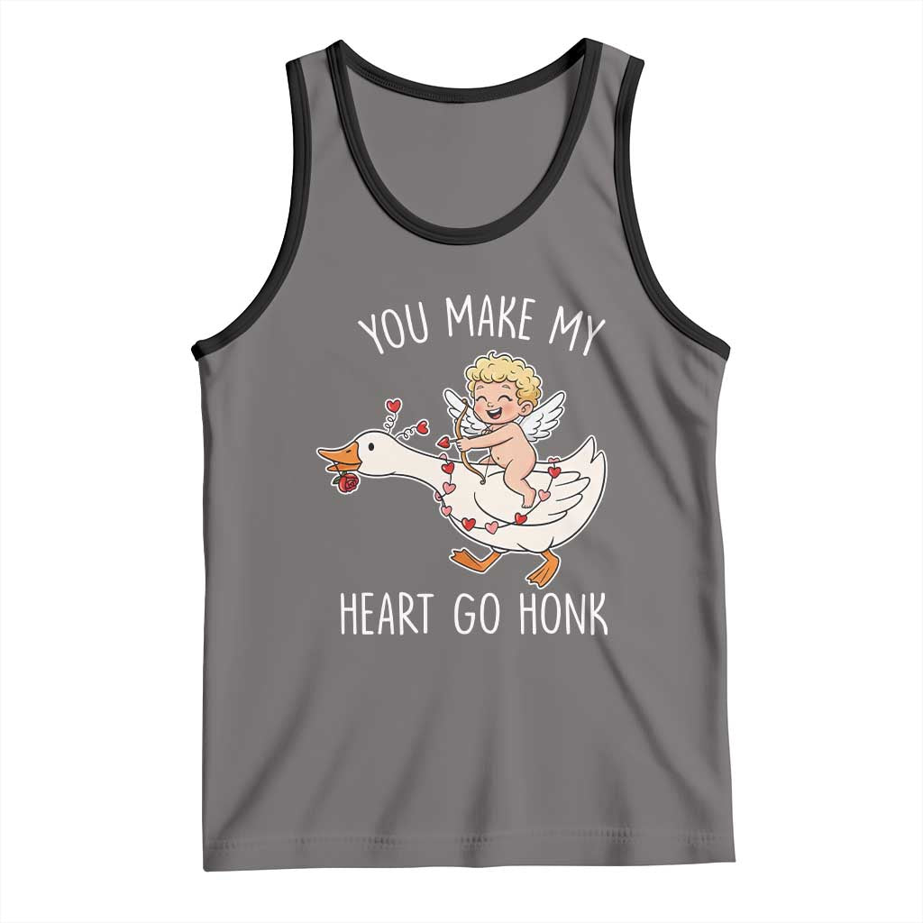 You Make My Heart Go Honk Tank Top Funny Valentine Goose TS14 Deep Heather Black Print Your Wear