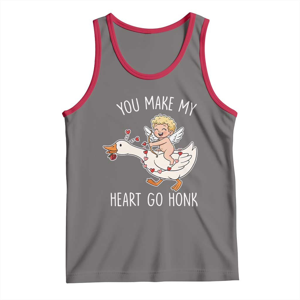 You Make My Heart Go Honk Tank Top Funny Valentine Goose TS14 Deep Heather Red Print Your Wear