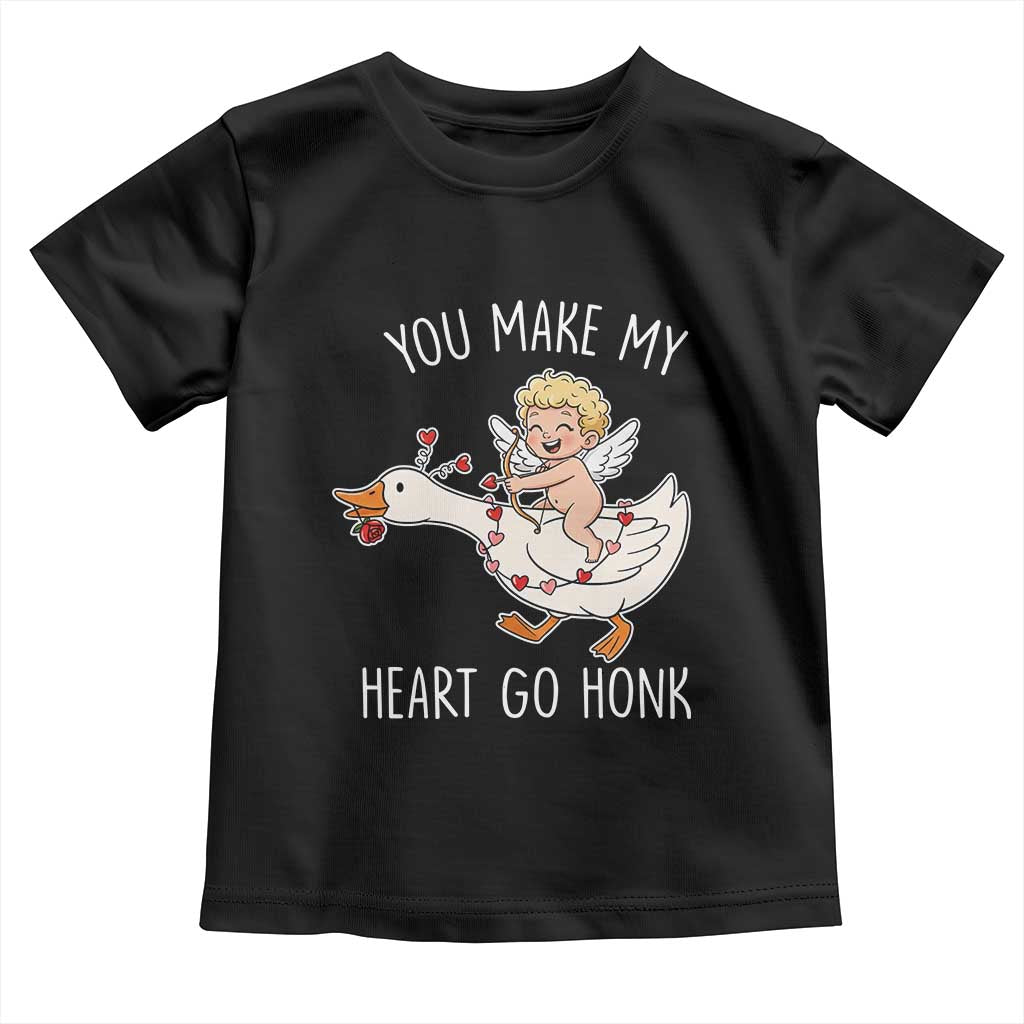 You Make My Heart Go Honk Toddler T Shirt Funny Valentine Goose TS14 Black Print Your Wear