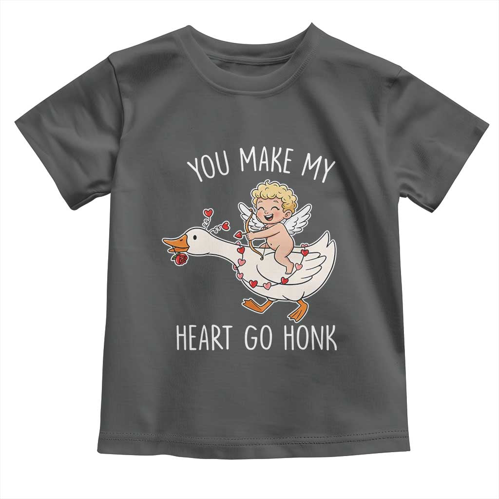 You Make My Heart Go Honk Toddler T Shirt Funny Valentine Goose TS14 Dark Heather Print Your Wear