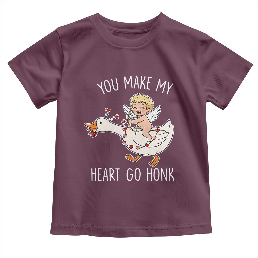 You Make My Heart Go Honk Toddler T Shirt Funny Valentine Goose TS14 Maroon Print Your Wear