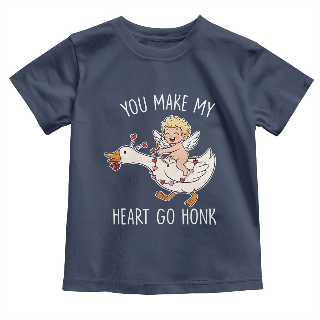 You Make My Heart Go Honk Toddler T Shirt Funny Valentine Goose TS14 Navy Print Your Wear