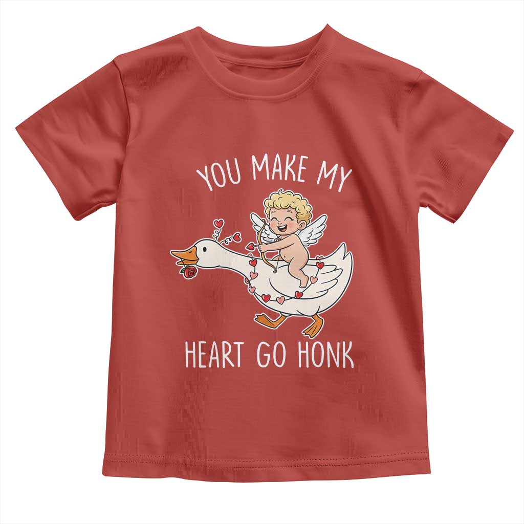 You Make My Heart Go Honk Toddler T Shirt Funny Valentine Goose TS14 Red Print Your Wear