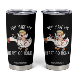 You Make My Heart Go Honk Tumbler Cup Funny Valentine Goose TS14 Black Print Your Wear