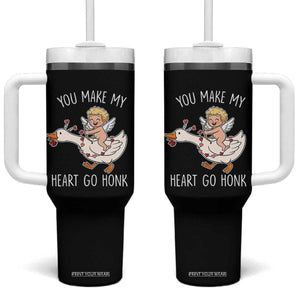 You Make My Heart Go Honk Tumbler With Handle Funny Valentine Goose TS14 One Size: 40 oz Black Print Your Wear