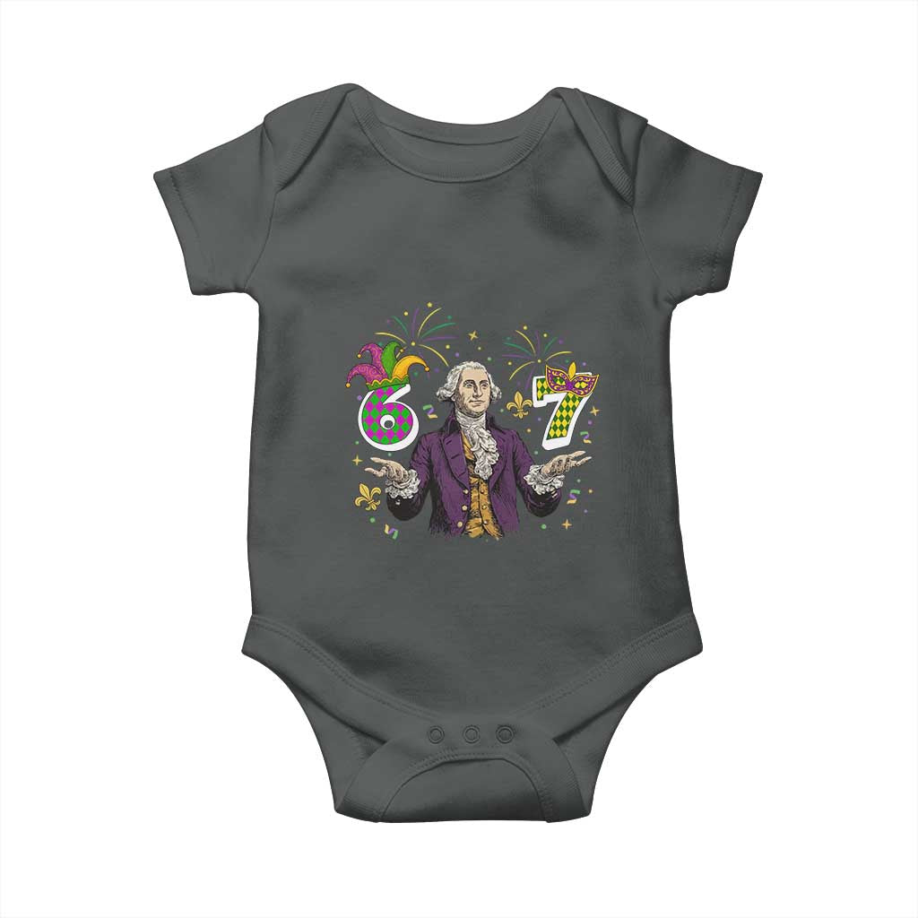 67 Mardi Gras Baby Onesie Funny Six Seven George Washington Meme TS14 Dark Heather Print Your Wear