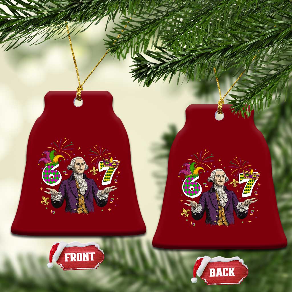 67 Mardi Gras Ceramic Ornament Funny Six Seven George Washington Meme TS14 Print Your Wear