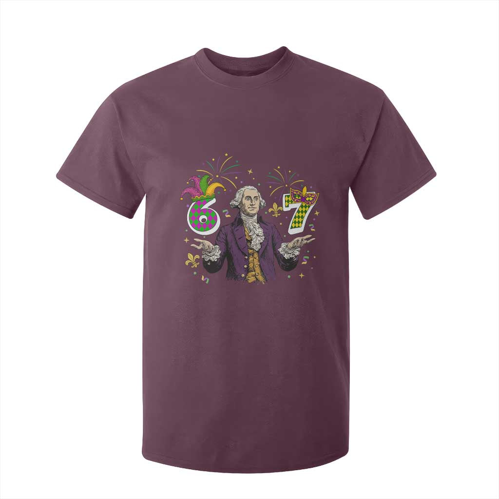 67 Mardi Gras T Shirt For Kid Funny Six Seven George Washington Meme TS14 Maroon Print Your Wear