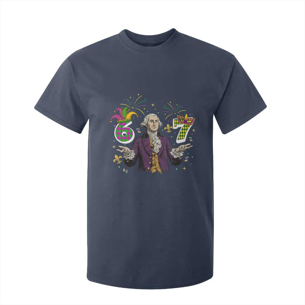 67 Mardi Gras T Shirt For Kid Funny Six Seven George Washington Meme TS14 Navy Print Your Wear