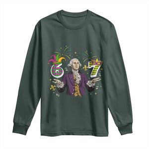 67 Mardi Gras Long Sleeve Shirt Funny Six Seven George Washington Meme TS14 Dark Forest Green Print Your Wear