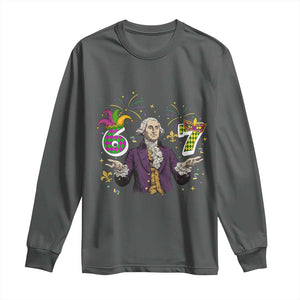 67 Mardi Gras Long Sleeve Shirt Funny Six Seven George Washington Meme TS14 Dark Heather Print Your Wear