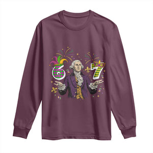 67 Mardi Gras Long Sleeve Shirt Funny Six Seven George Washington Meme TS14 Maroon Print Your Wear