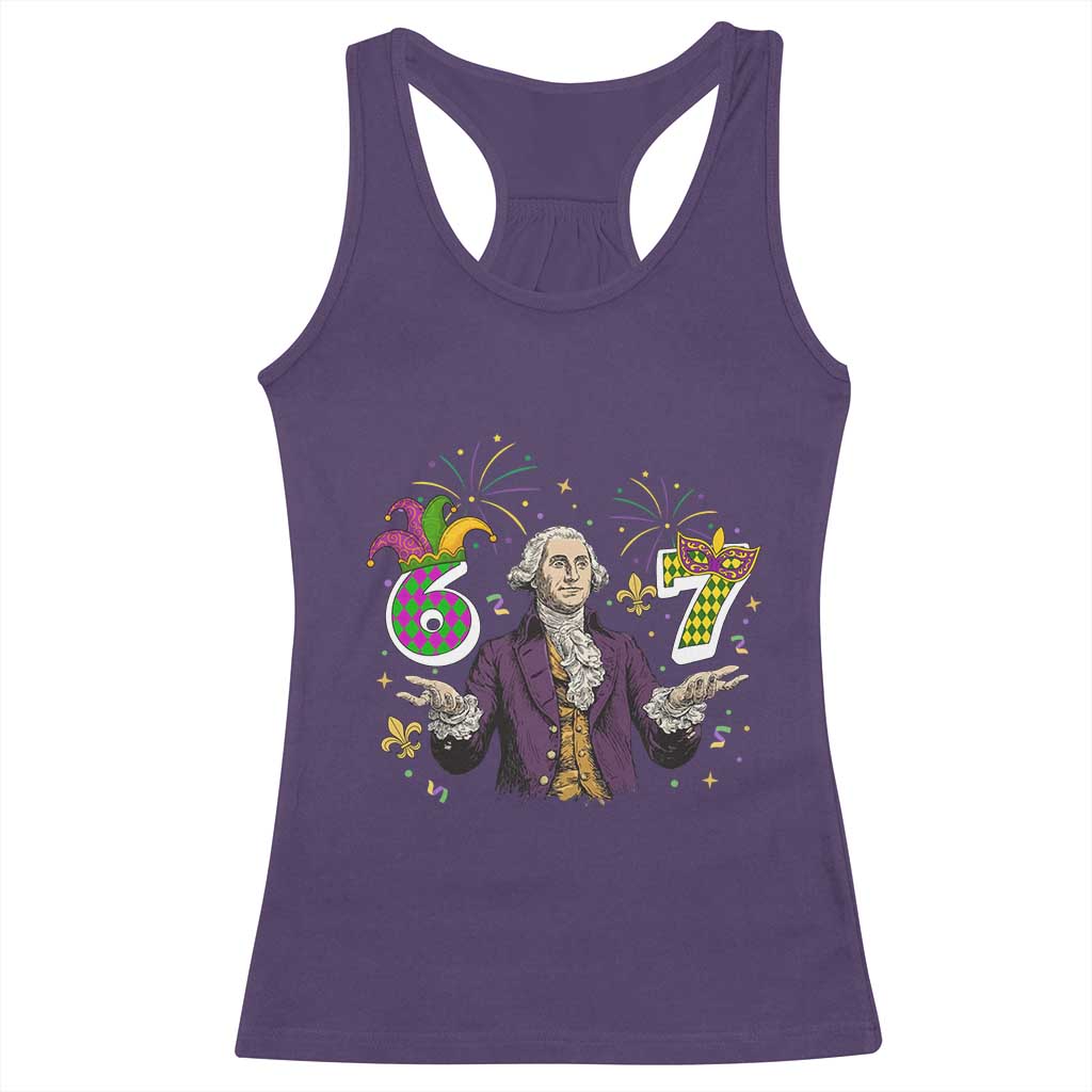 67 Mardi Gras Racerback Tank Top Funny Six Seven George Washington Meme TS14 Purple Print Your Wear