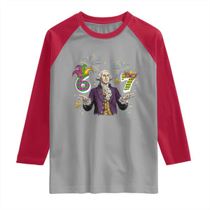 67 Mardi Gras Raglan Shirt Funny Six Seven George Washington Meme TS14 Sport Gray Red Print Your Wear