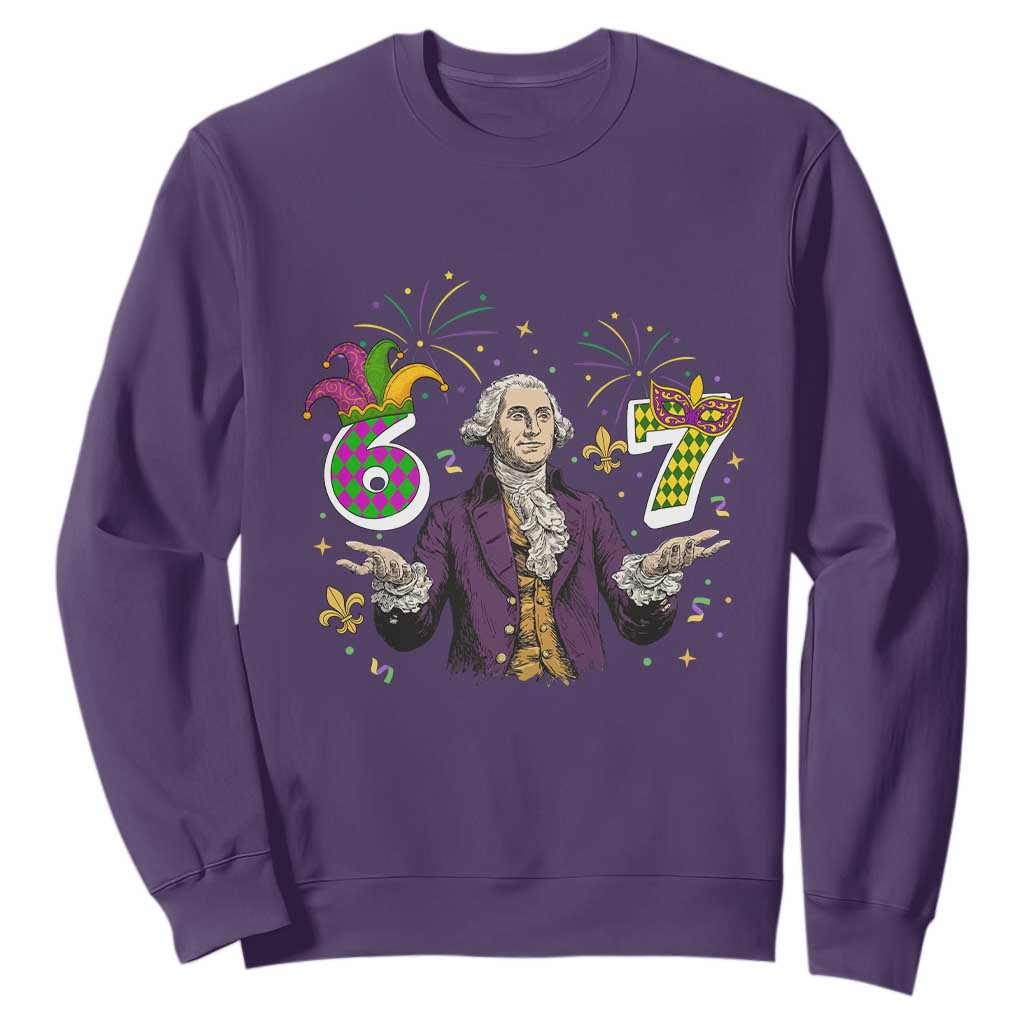 67 Mardi Gras Sweatshirt Funny Six Seven George Washington Meme TS14 Purple Print Your Wear