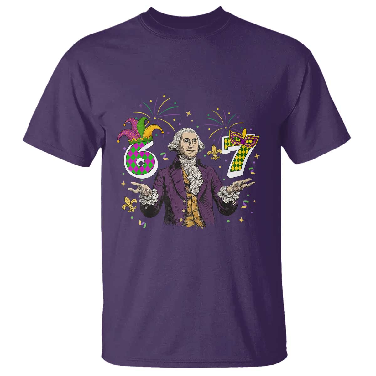 67 Mardi Gras T Shirt Funny Six Seven George Washington Meme TS14 Purple Print Your Wear