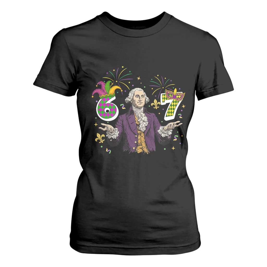 67 Mardi Gras T Shirt For Women Funny Six Seven George Washington Meme TS14 Black Print Your Wear