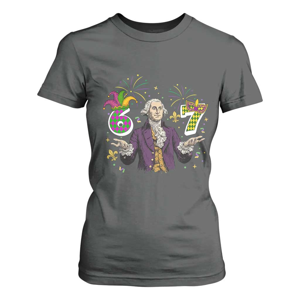 67 Mardi Gras T Shirt For Women Funny Six Seven George Washington Meme TS14 Dark Heather Print Your Wear