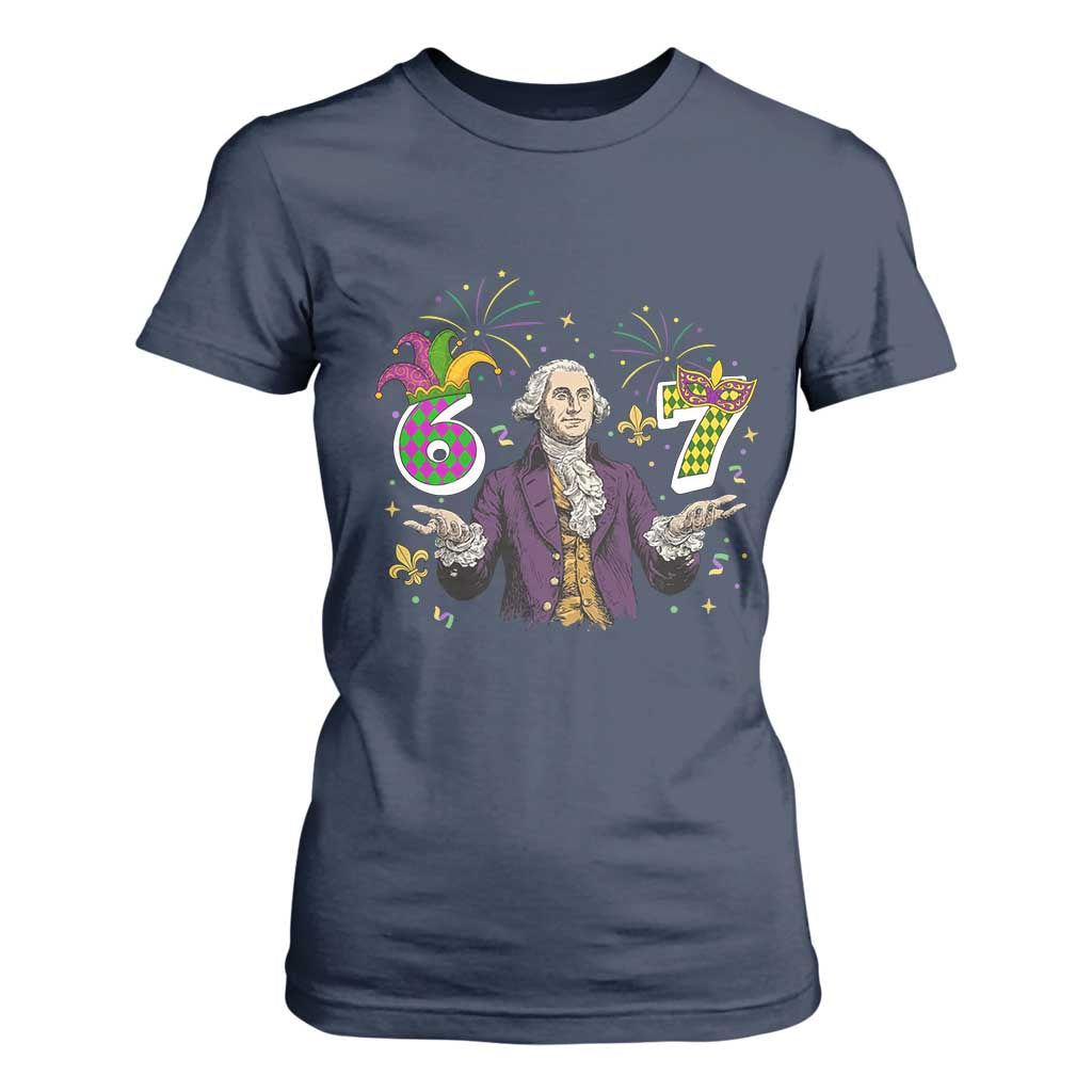 67 Mardi Gras T Shirt For Women Funny Six Seven George Washington Meme TS14 Navy Print Your Wear