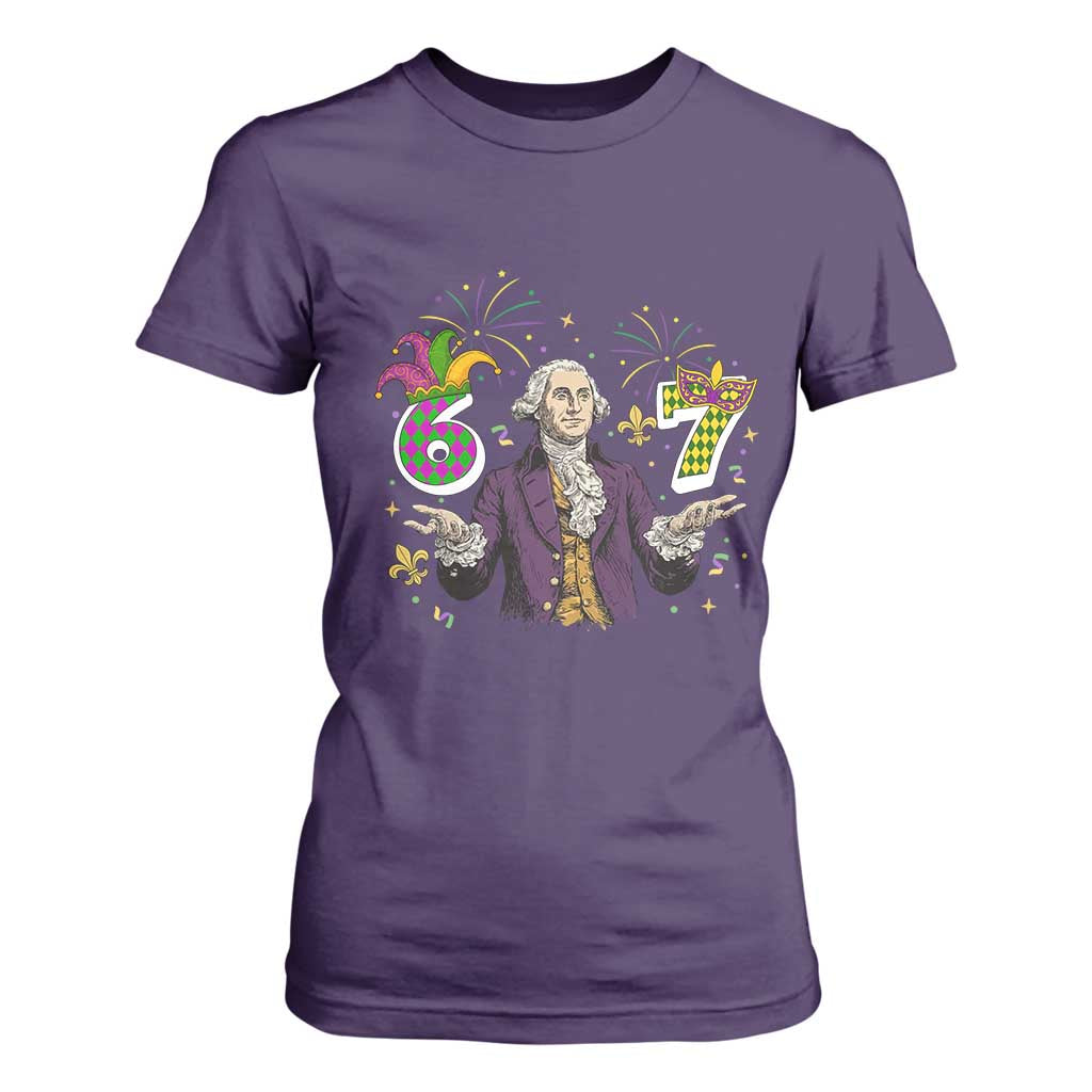 67 Mardi Gras T Shirt For Women Funny Six Seven George Washington Meme TS14 Purple Print Your Wear