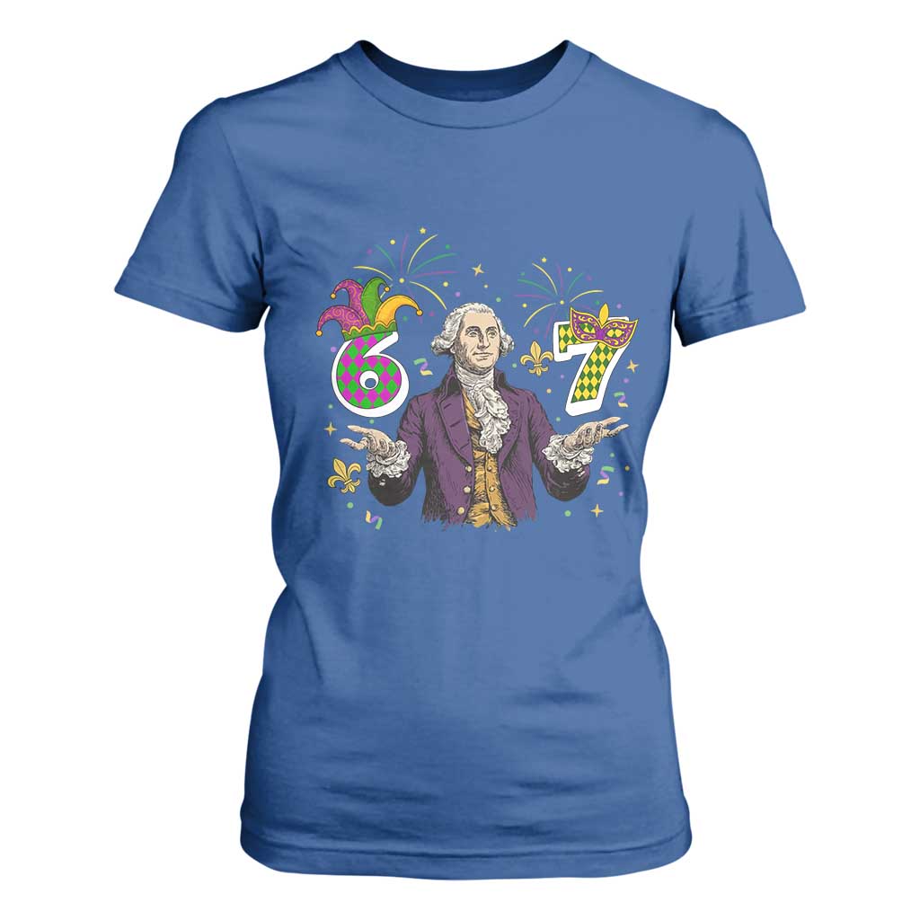 67 Mardi Gras T Shirt For Women Funny Six Seven George Washington Meme TS14 Royal Blue Print Your Wear