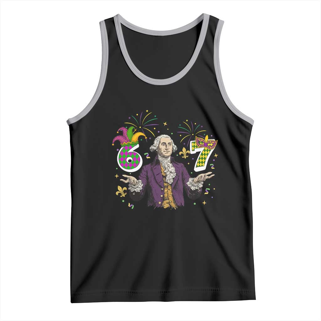 67 Mardi Gras Tank Top Funny Six Seven George Washington Meme TS14 Black Athletic Heather Print Your Wear