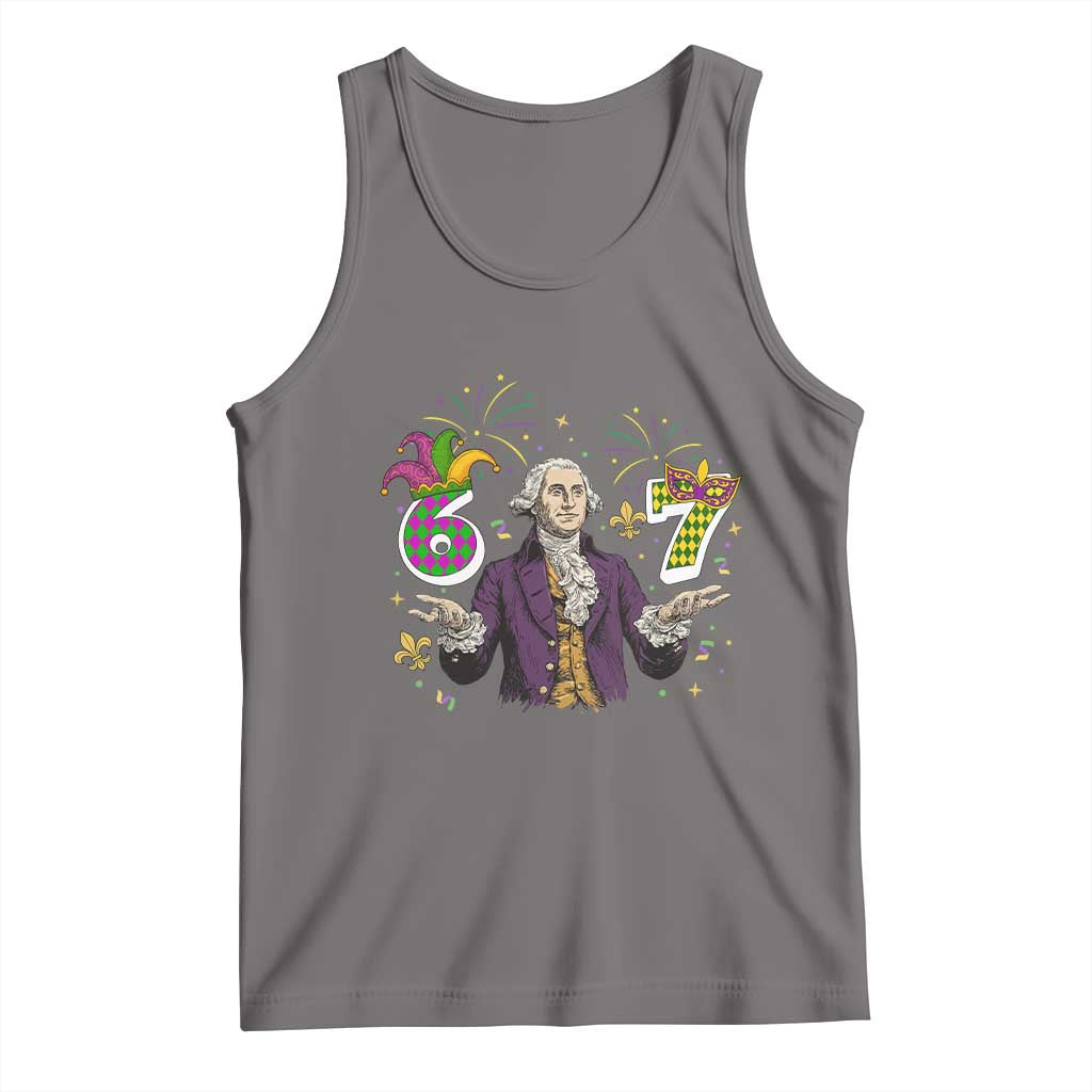 67 Mardi Gras Tank Top Funny Six Seven George Washington Meme TS14 Deep Heather Print Your Wear