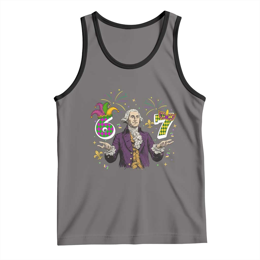 67 Mardi Gras Tank Top Funny Six Seven George Washington Meme TS14 Deep Heather Black Print Your Wear