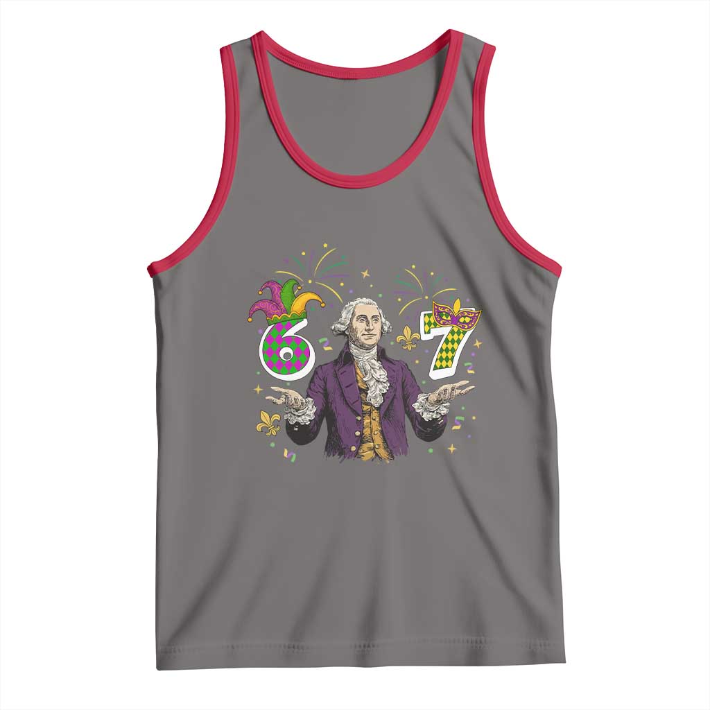 67 Mardi Gras Tank Top Funny Six Seven George Washington Meme TS14 Deep Heather Red Print Your Wear