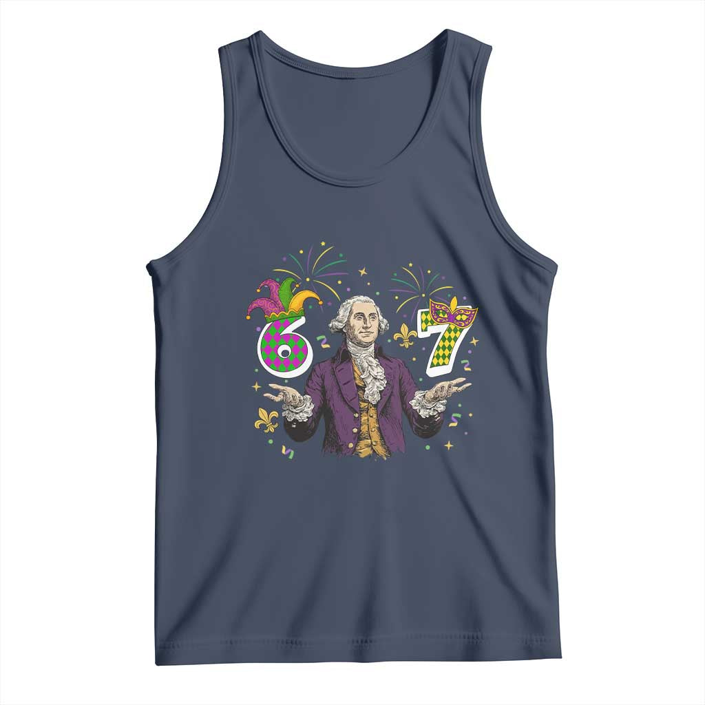 67 Mardi Gras Tank Top Funny Six Seven George Washington Meme TS14 Navy Print Your Wear
