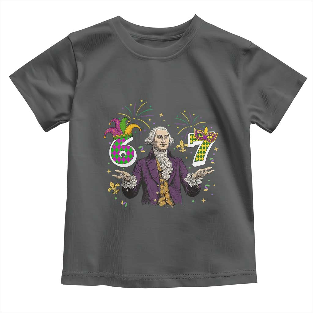 67 Mardi Gras Toddler T Shirt Funny Six Seven George Washington Meme TS14 Dark Heather Print Your Wear