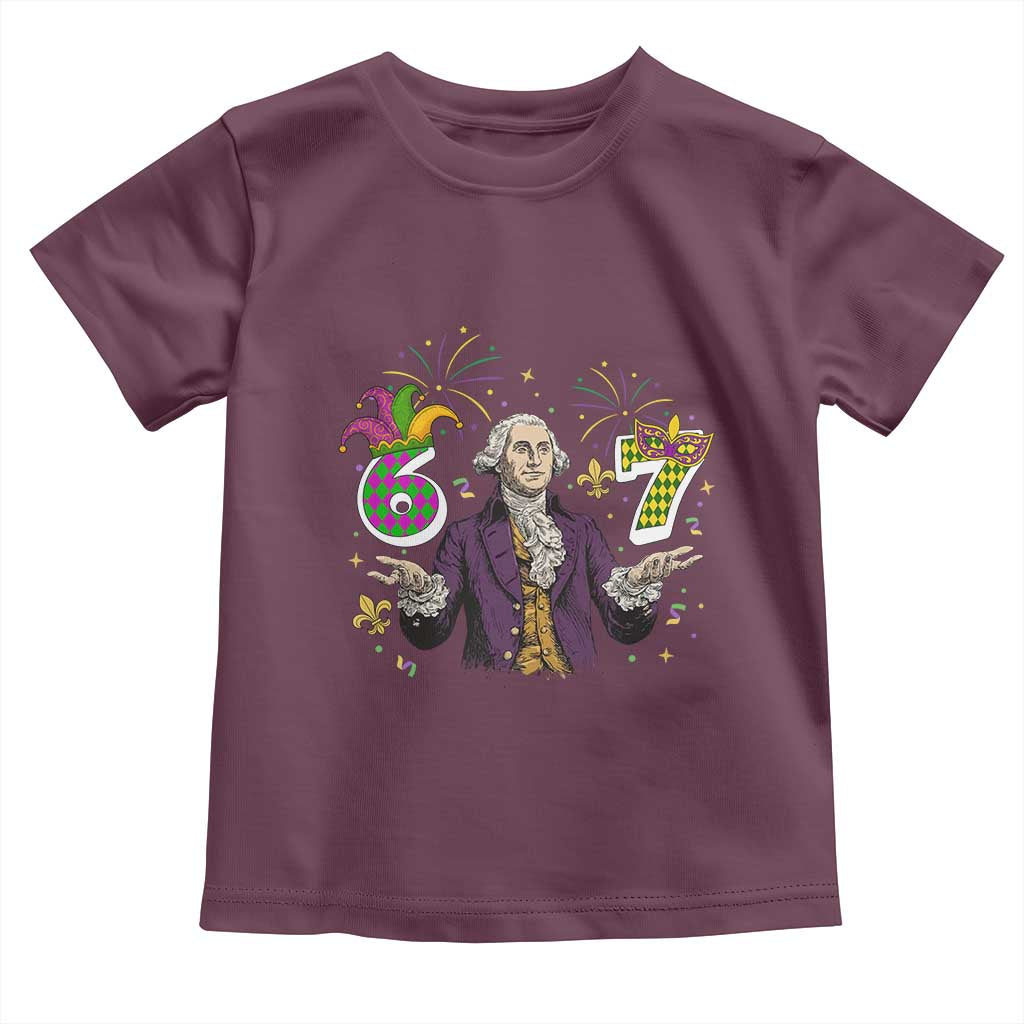 67 Mardi Gras Toddler T Shirt Funny Six Seven George Washington Meme TS14 Maroon Print Your Wear
