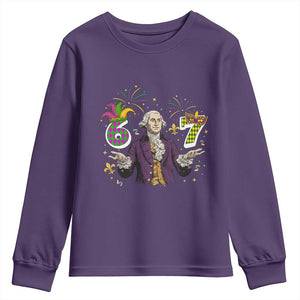 67 Mardi Gras Youth Sweatshirt Funny Six Seven George Washington Meme TS14 Purple Print Your Wear
