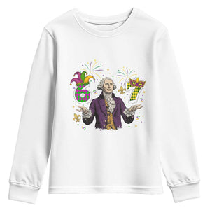 67 Mardi Gras Youth Sweatshirt Funny Six Seven George Washington Meme TS14 White Print Your Wear