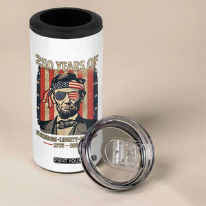 Abraham Lincoln Freedom Retro 4 in 1 Can Cooler Tumbler 250 Years of Freedom Liberty History TS14 Print Your Wear