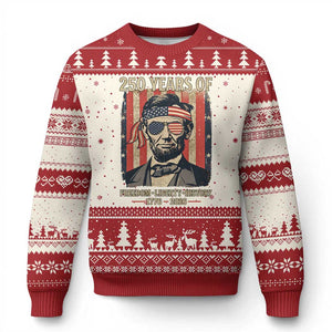 Abraham Lincoln Freedom Retro Ugly Christmas Sweater 250 Years of Freedom Liberty History TS14 Beige Red Print Your Wear