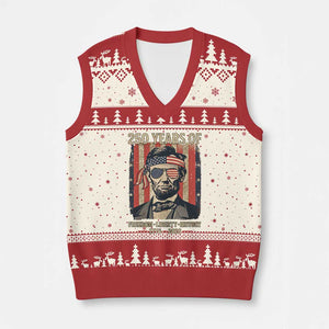 Abraham Lincoln Freedom Retro V-Neck Knit Sweater Vest 250 Years of Freedom Liberty History TS14 Beige Red Print Your Wear