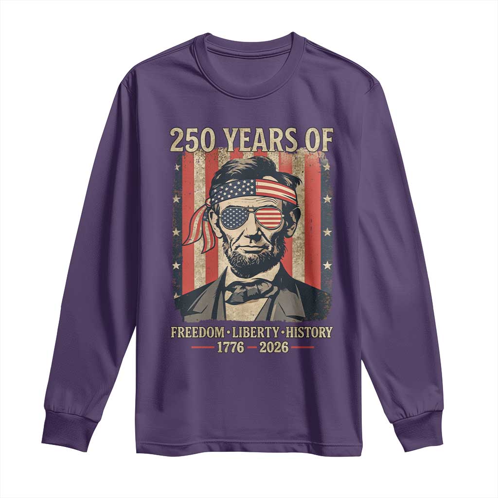 Abraham Lincoln Freedom Retro Long Sleeve Shirt 250 Years of Freedom Liberty History TS14 Purple Print Your Wear