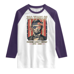 Abraham Lincoln Freedom Retro Raglan Shirt 250 Years of Freedom Liberty History TS14 White Purple Print Your Wear