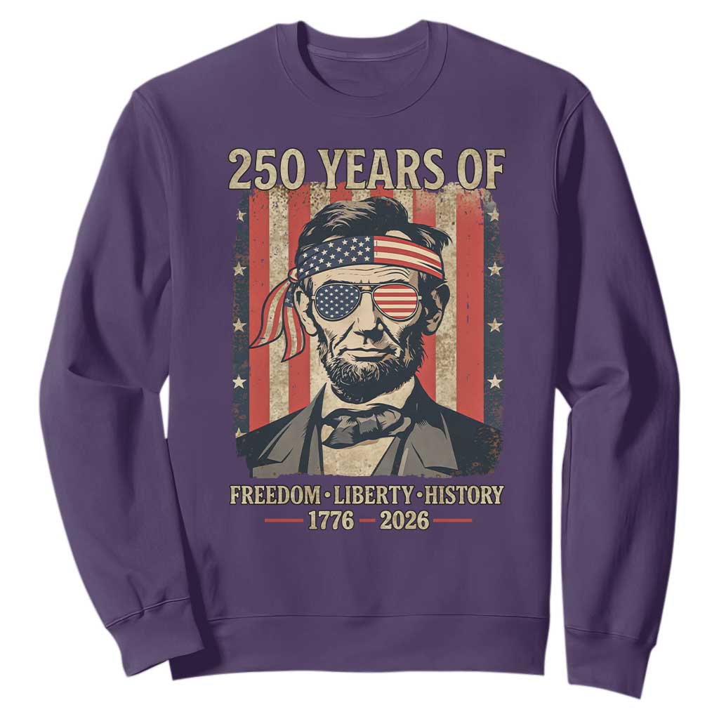 Abraham Lincoln Freedom Retro Sweatshirt 250 Years of Freedom Liberty History TS14 Purple Print Your Wear