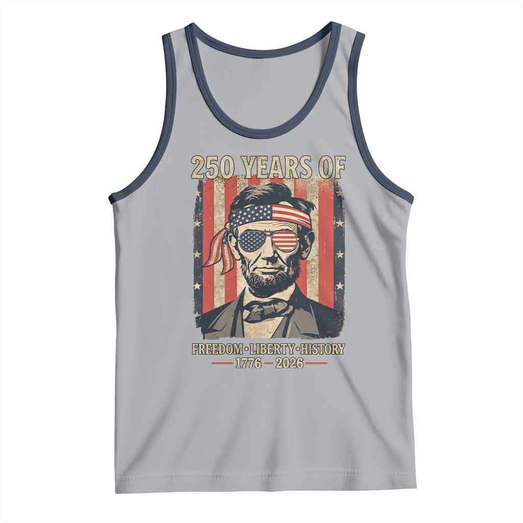 Abraham Lincoln Freedom Retro Tank Top 250 Years of Freedom Liberty History TS14 Athletic Heather Navy Print Your Wear