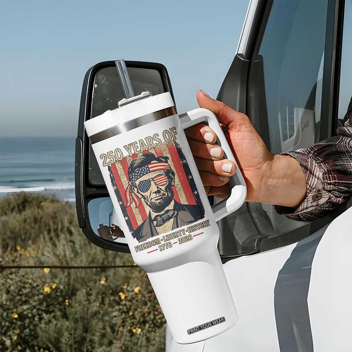 Abraham Lincoln Freedom Retro Tumbler With Handle 250 Years of Freedom Liberty History TS14 Print Your Wear