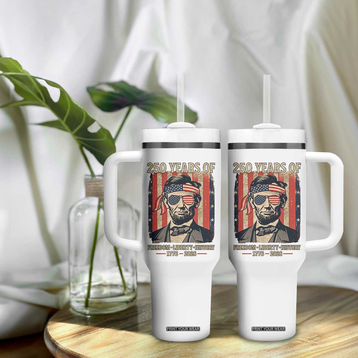 Abraham Lincoln Freedom Retro Tumbler With Handle 250 Years of Freedom Liberty History TS14 Print Your Wear
